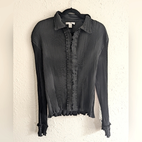 WD.NY Black Pleated Blouse - Picture 1 of 5